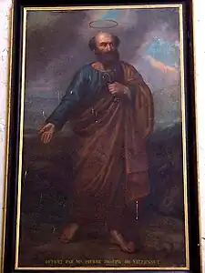 Saint Pierre Apôtre premier Pape de l'Église désigné par le Christ qui lui confie les clés du Royaume de Dieu. Clé en or du Royaume éternel et clé en argent du salut des âmes (Mt 16, 18-19).