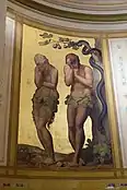 Adam et Eve, fresque (technique de peinture à la cire froide).