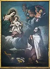 La Vierge et l'Enfant Jésus apparaissant à un religieux carme.