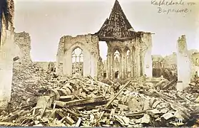 Ruines de l'église en 1917 (phto allamande).