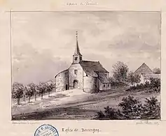 Dessin de l'église en 1875 par Amédée ïéette.