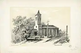 L'église en 1840, par Eugène de Malbos.