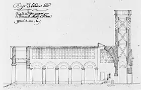 Coupe longitudinale de l'église Saint-Étienne (projet de 1810).