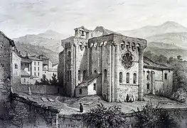 Gravure de l'église Saint-Léger à la fin du XIXe siècle