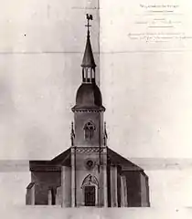 Croquis du clocher après 1850.