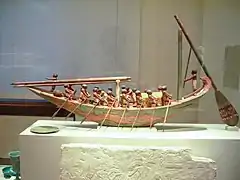 Modèle de bateau funéraire. Bois peint. 20e-19e s. Neues Museum