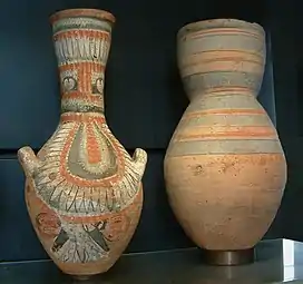 Pots. Terre cuite peinteNouvel Empire, période Toutânkhamon-HoremhebMusée du Louvre