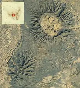 Image satellite de l'Ehi Yéy (en bas à gauche) et du Tarso Toon (en haut à droite).