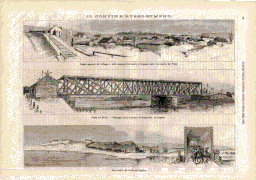 Gravure britannique montrant le pont à son inauguration.