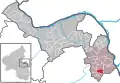 Localisation d'Eimsheim dans la Verbandsgemeide et dans l'arrondissement