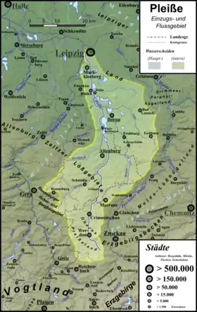 La Pleiße et son bassin versant, qui se jette dans l'Elster
