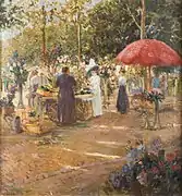 Marché aux fleurs, huile sur toile