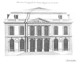 Élévation du château d'Issy du côté des jardins, Mariette, vers 1725.