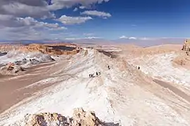 Touristes dans la vallée de la Lune.