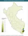 Carte des locuteurs natifs de l'aimara selon le recensement de 2017.