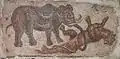 Mosaïque représentant un éléphant attaquant un félin qui faisait partie du pavement d'une église chrétienne, fin du IVe siècle - milieu du Ve siècle, Turquie, Minneapolis Institue of Arts