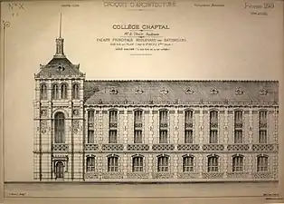 Dessin de la façade (1869).