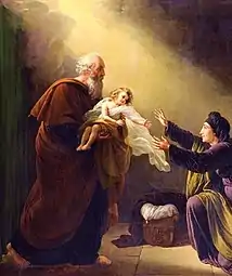 Elijah rendant le fils de la veuve de Sarepta par Louise Hersent.