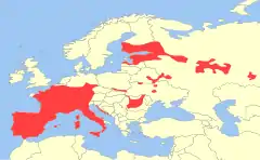 Aire de répartition du Lérot commun