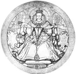 Dessin pour l'avers du Grand Sceau d'Irlande (n'a jamais été fabriqué) vers 1584.Les dessins d'Hilliardsont rares.