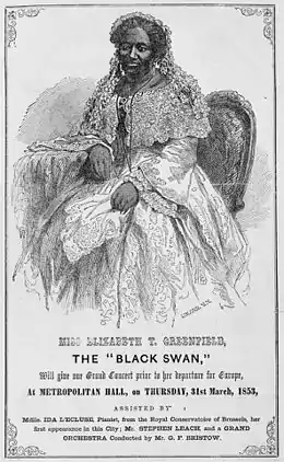 Elizabeth Greenfield, The Black Swann, première cantatrice classique afro-américaine.