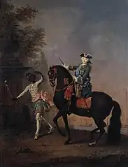 Georg Christoph Grooth, L'impératrice Élisabeth de Russie à cheval, assistée par un page (en) (1743)