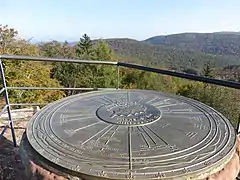 Table d'orientation au sommet des ruines.