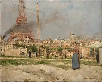 Paysage avec Tour Eiffel (titre attribué), huile sur toile, 1889.