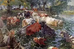 Vaches traversant la Lys (Émile Claus)