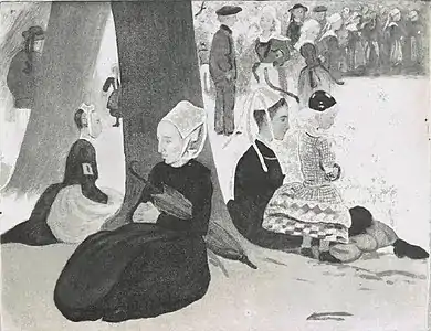 Femmes de Plougastel au pardon (aquatinte en couleurs de 30,2 x 45 cm),