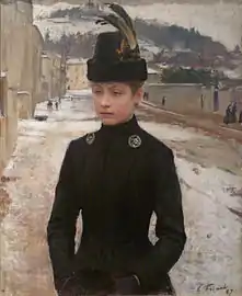 Jeune Nancéienne dans un paysage de neige, Émile Friant, 1887.