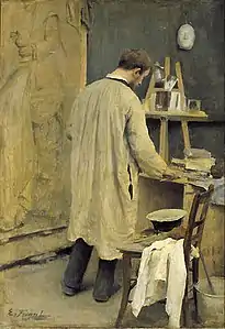 Le Sculpteur Bussière dans son atelier (1884).