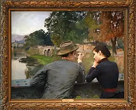 Les Amoureux sur la toute nouvelle passerelle du Pont-Cassé en 1888