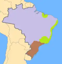 Une carte du Brésil avec les régions de couleurs différentes