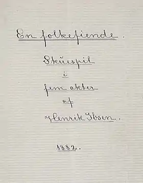 Page de titre du manuscrit de 1882.