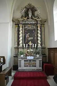 Nativité du Christ peinte par Simon de Paepe en 1666 pour l'autel de Notre Dame de l'église Saint Laurent d'Ename.