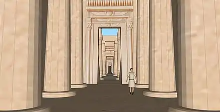 Proposition de restitution de l'enfilade du temple d'Amon à Soleb.