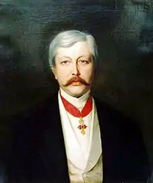 Engelbert-Auguste (1824 † 1875), fils du précédent, 8e Prince et, Duc (allemand) d'Arenberg, 14e Duc d'Aerschot, 3e Duc de Meppen, 3e prince de Recklinghausen