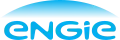 Logo d'Engie depuis le 24 avril 2015 : nom en typographie bleu cyan accompagné d'un soleil levant.
