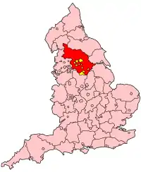 Carte de l'Angleterre avec le comté en rouge.