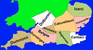 Royaumes-clients du sud de l'île de Bretagne, précédant la conquête romaine.