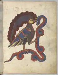 Enluminure de l'oiseau du beatus de Saint-Sever