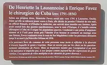 Plaque commémorative d'Enrique (Henriette) Favez à Lausanne