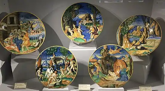 Ensemble de Majoliques de la région des Marches, musée de la Renaissance d'Écouen.