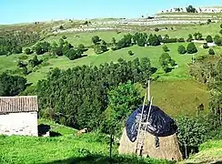 Foin (ou ensilage) en meule coiffée d'une bâche, Cantabrie, Espagne, 2006)