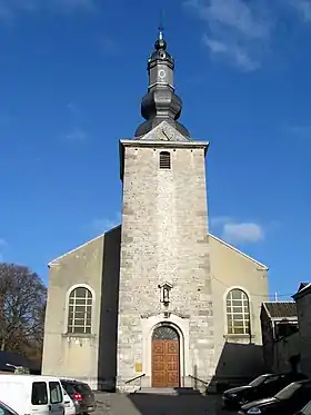 La tour de l'église de la Sainte-Vierge (actuellement de l'Assomption) à Ensival