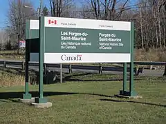 Panneau d’accueil du lieu historique national des Forges-du-Saint-Maurice.