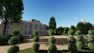 Entrée du château de Vitry depuis les jardins.