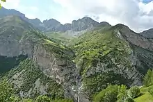 Vallonnement d'Aiglière suspendu en rive droite du Var entre 1 600 et 2 745 m d'altitude.