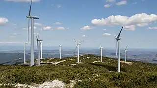 Éoliennes vues vers le nord.